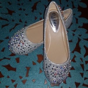 Silver rhinestone flats